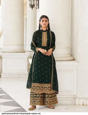 AASHIRWAD PANKHUDI PURE GEORGETTE SUITS SERIES 8453 To 8457