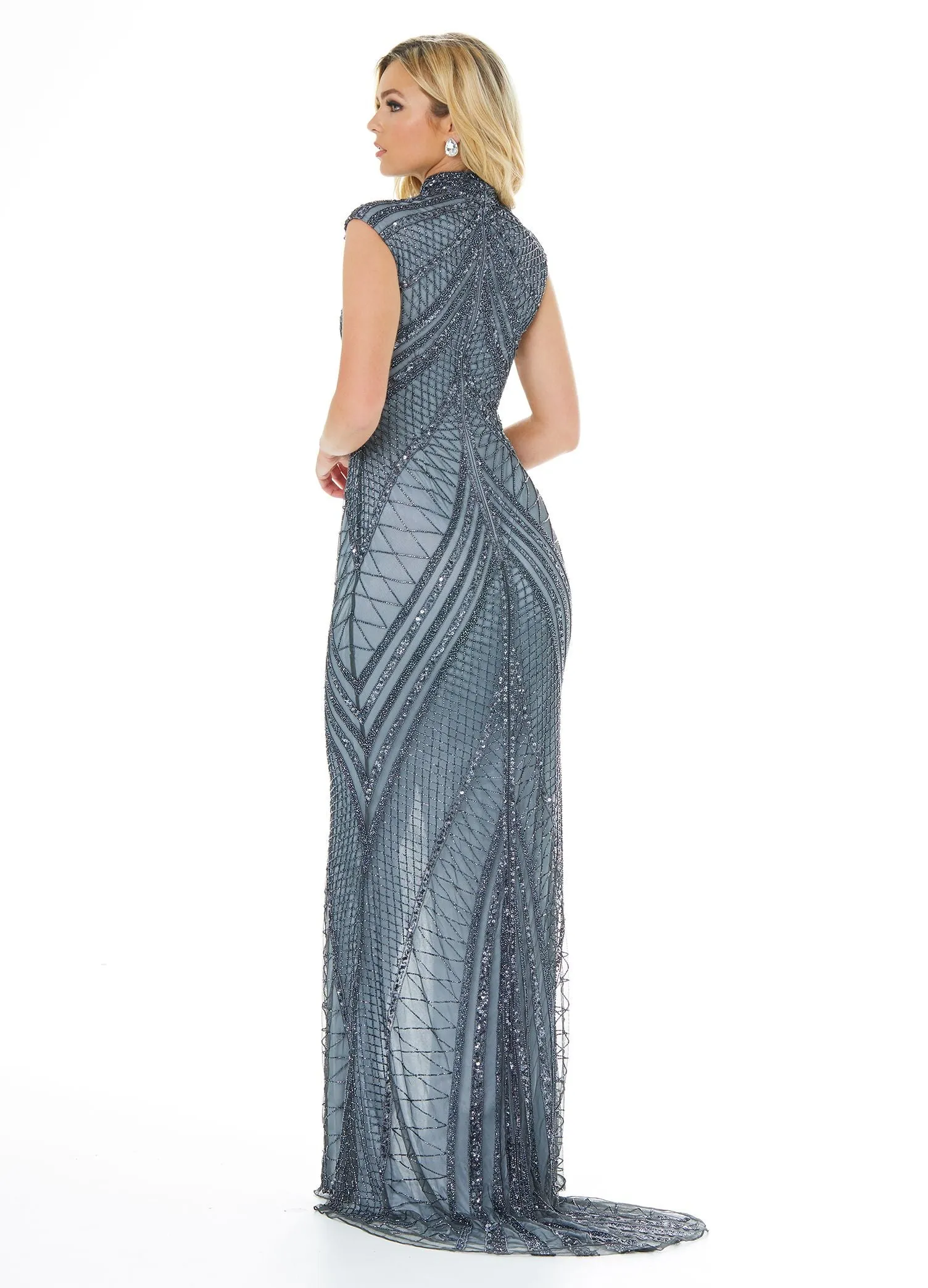 Ashley Lauren 1624 Long Prom Dress Beaded Evening Gown Slit Formal Pageant