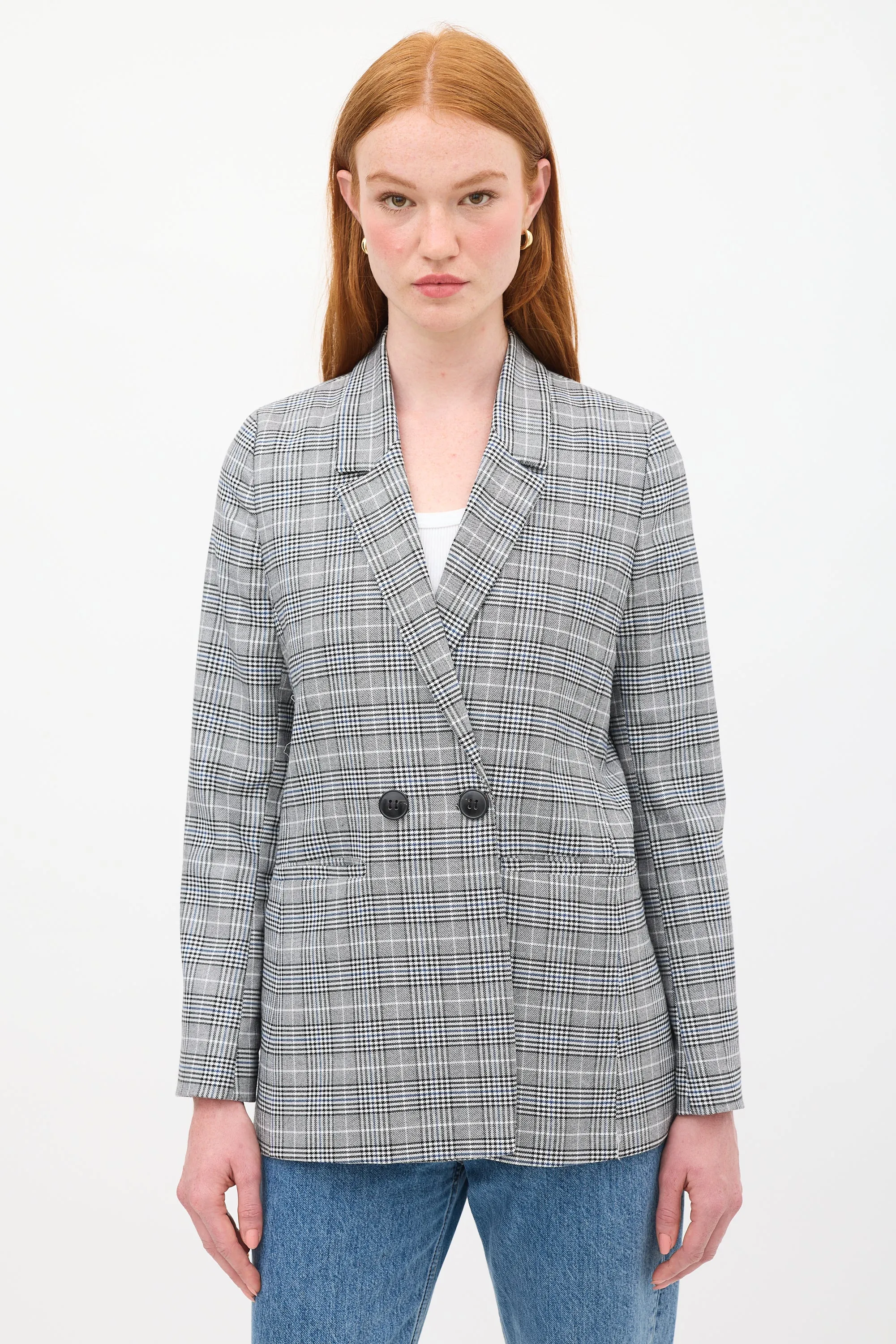Black & Multicolour Check Madeleine Blazer