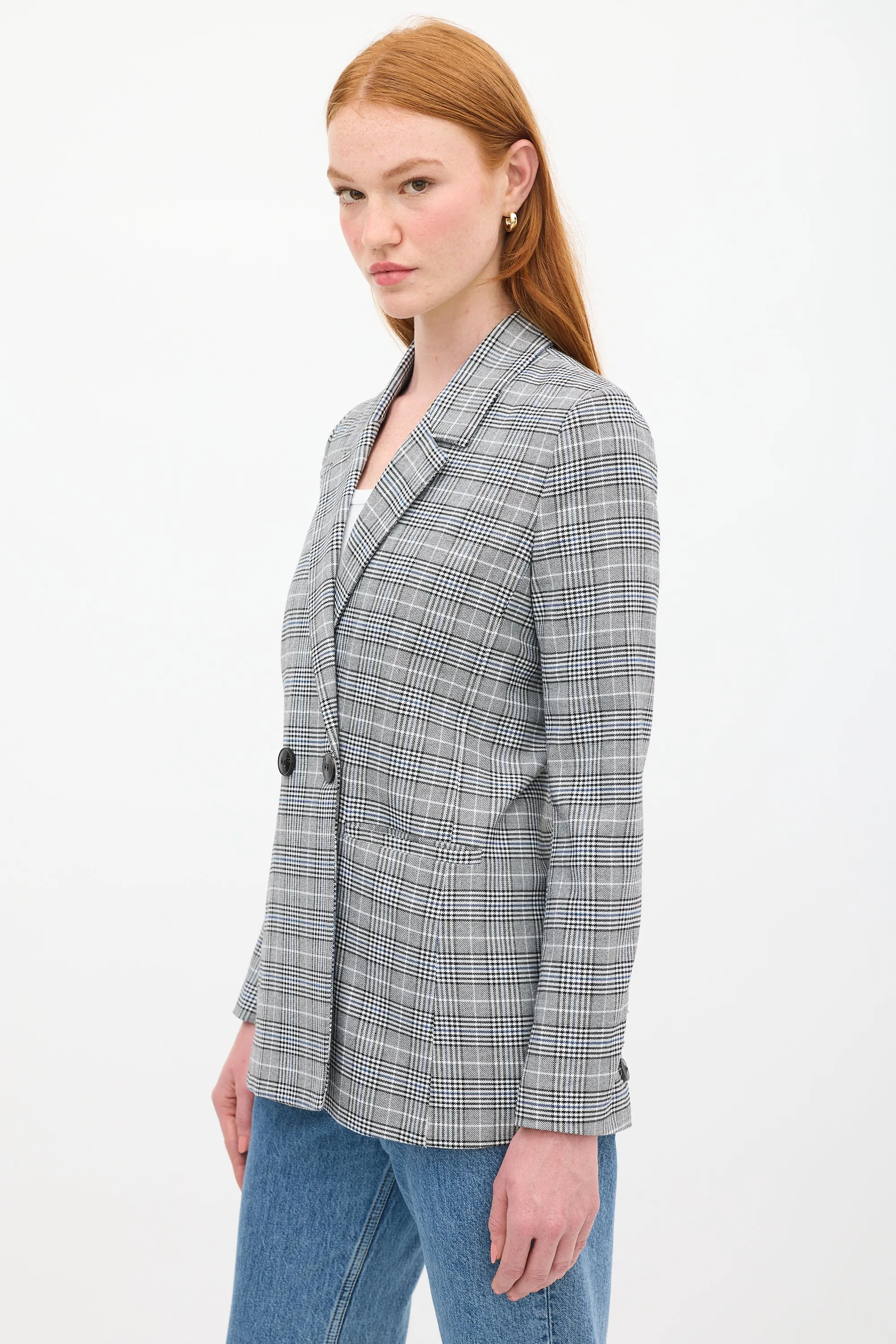 Black & Multicolour Check Madeleine Blazer