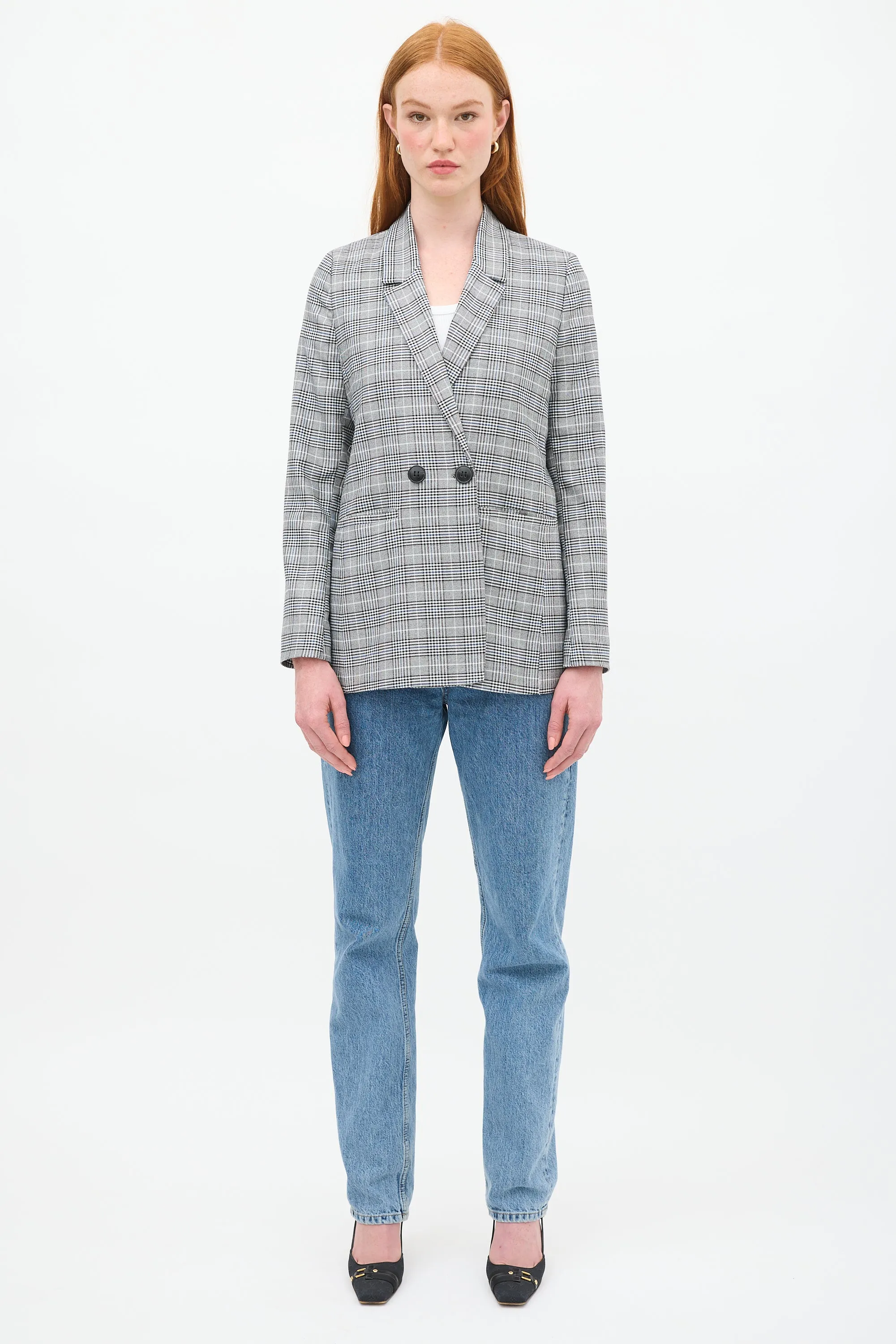 Black & Multicolour Check Madeleine Blazer