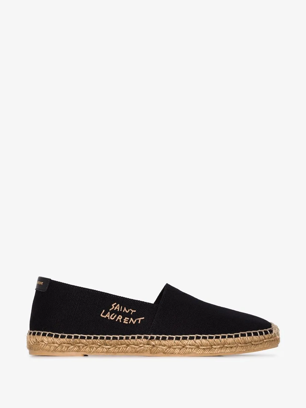 Black embroidered logo espadrilles