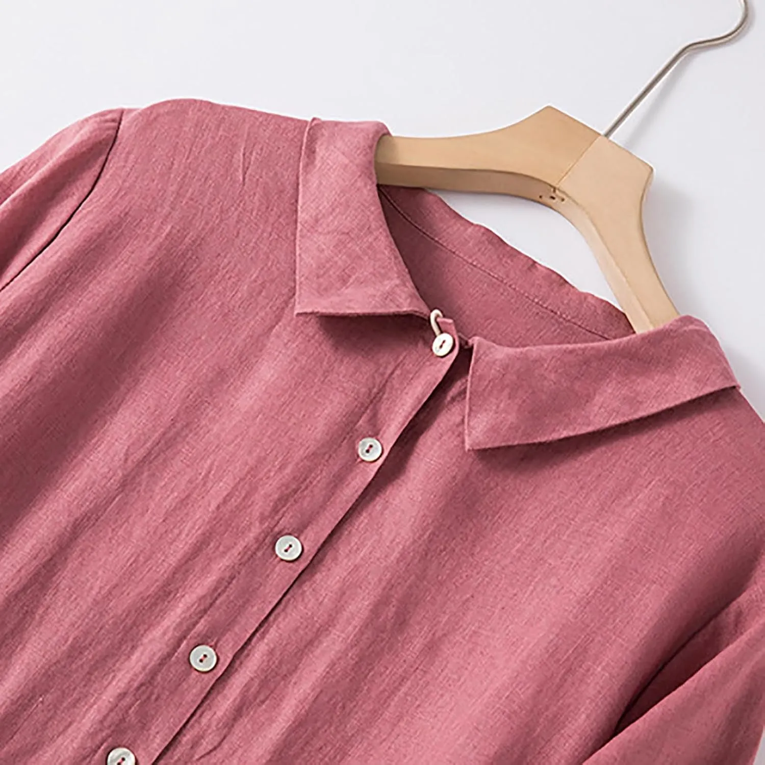 Cotton Linen Maxi Dresses for Women Summer Fashion Lapel Short Sleeve High Waist Beach Button Shirt Dress