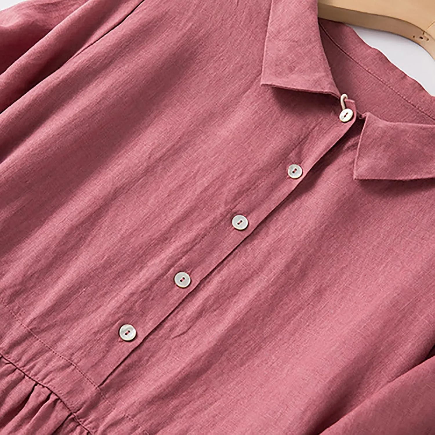 Cotton Linen Maxi Dresses for Women Summer Fashion Lapel Short Sleeve High Waist Beach Button Shirt Dress