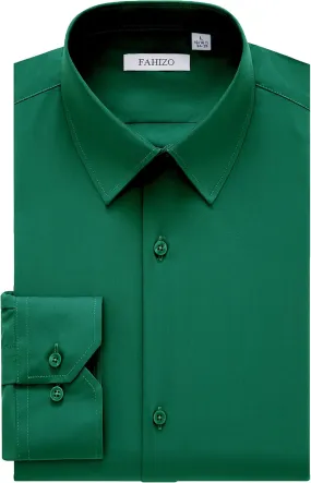FAHIZO Men's Dress Shirt Regular Fit Soild Business Formal Long Sleeve Button Up Stretch Shirts