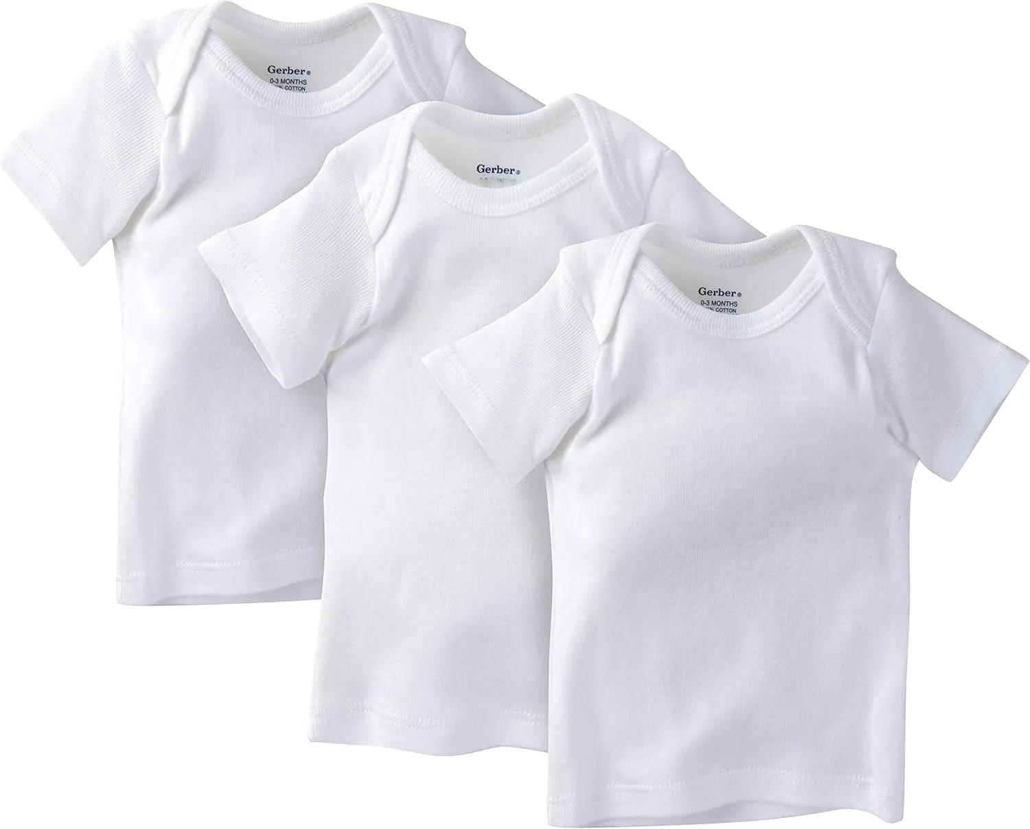 Gerber Baby Girls' 3-Pack Short-Sleeve Slip-On Shirts