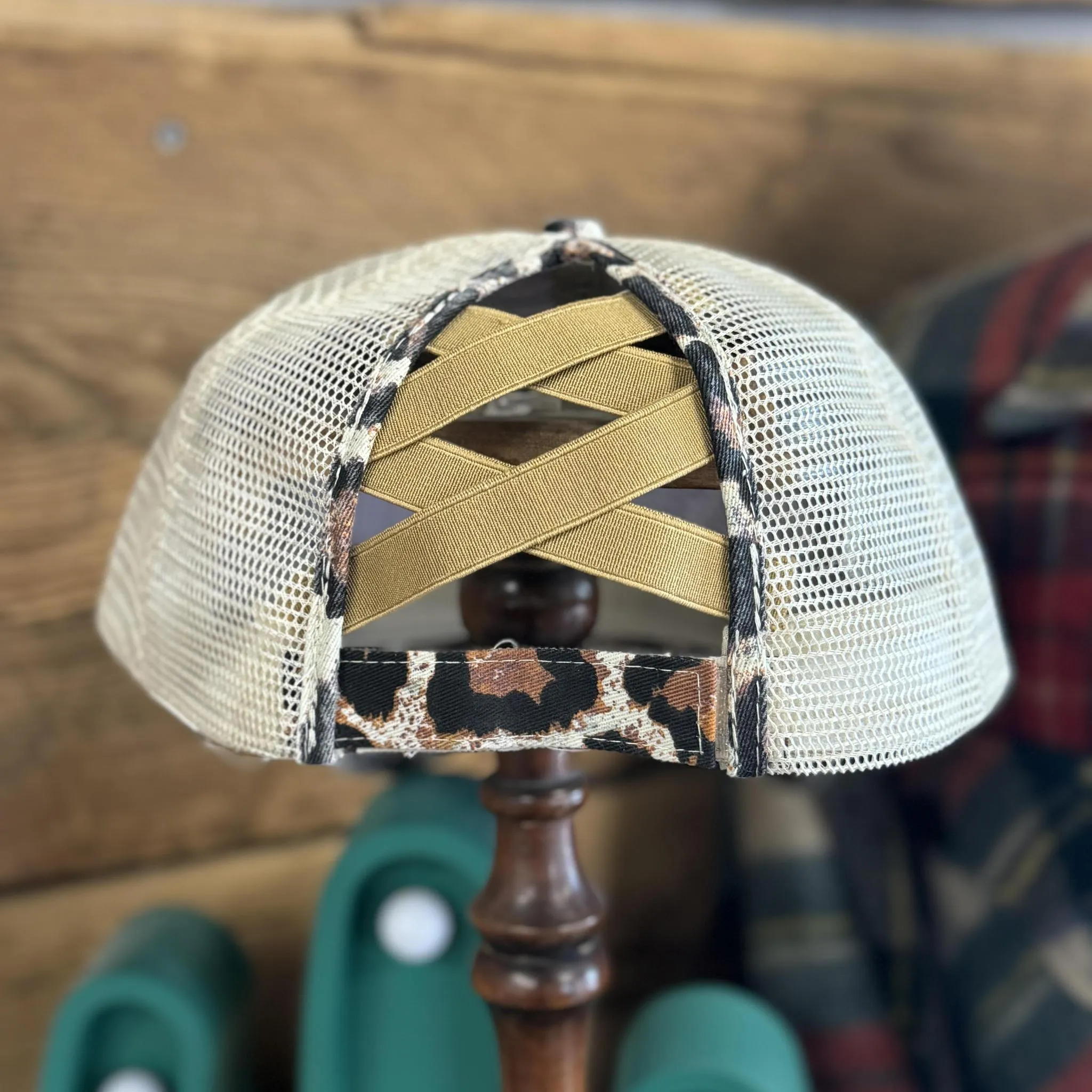 I'D RATHER BE CAMPING CHEETAH PRINT HAT
