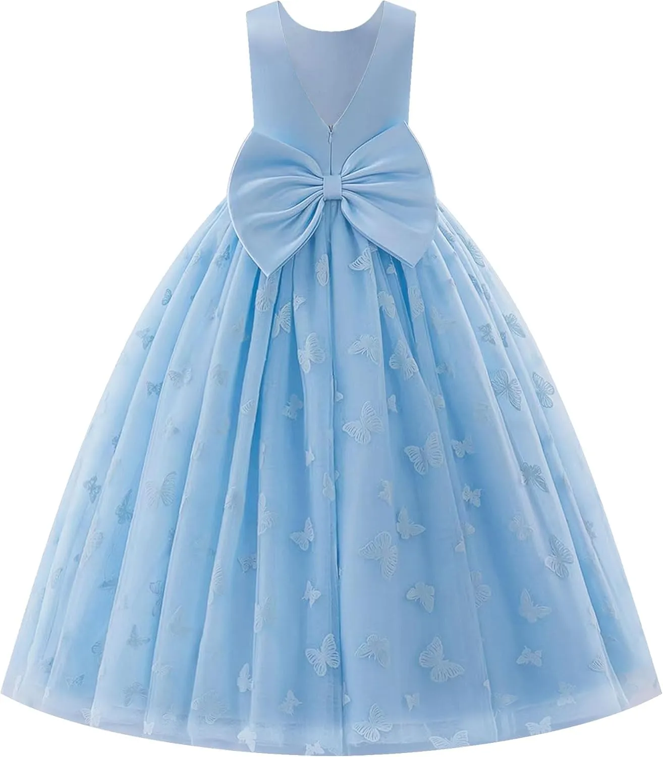 IDOPIP Sequin Flower Girl Lace Dress for Kids Wedding Pageant Party Formal Long Gown Princess First Communion Tulle Dresses