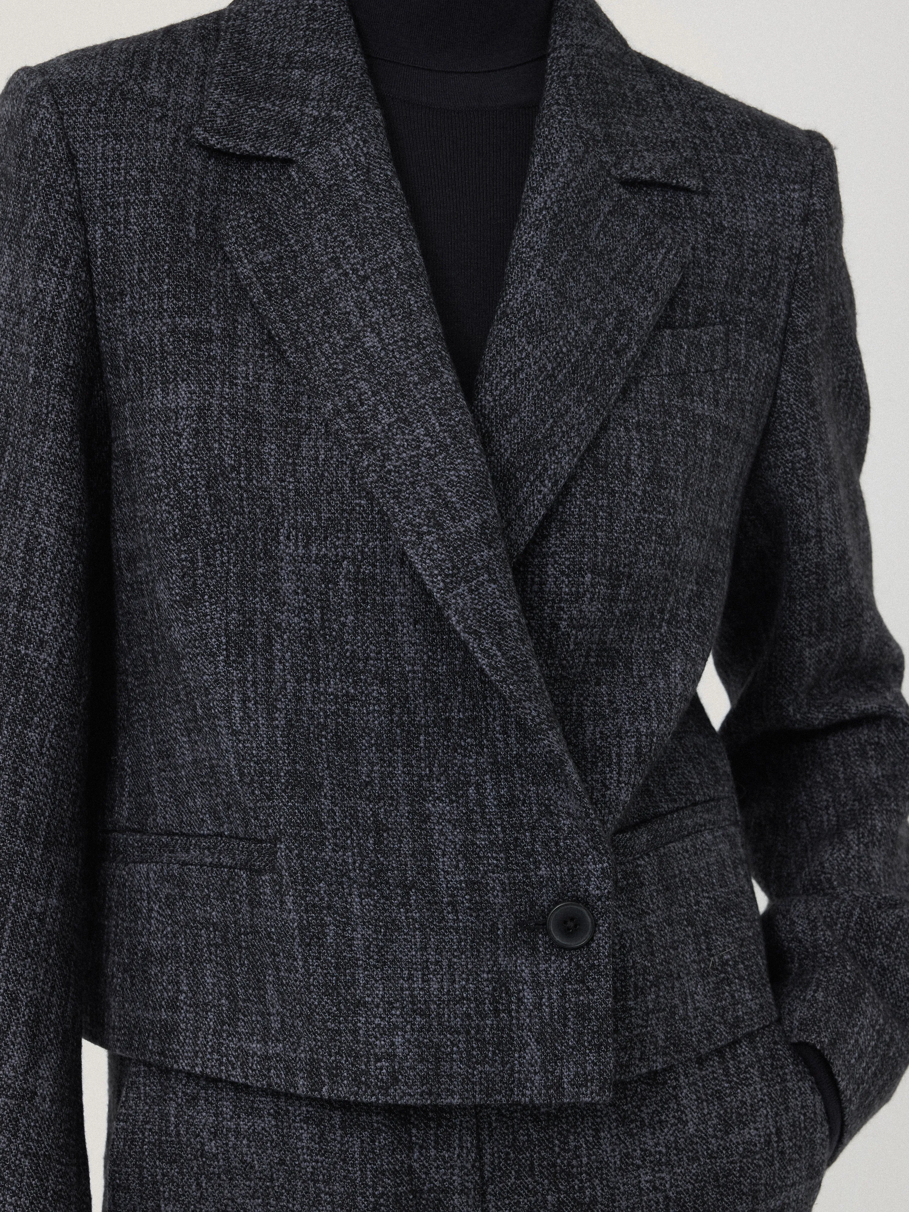 Kelvin Boucle Cropped Jacket | Navy