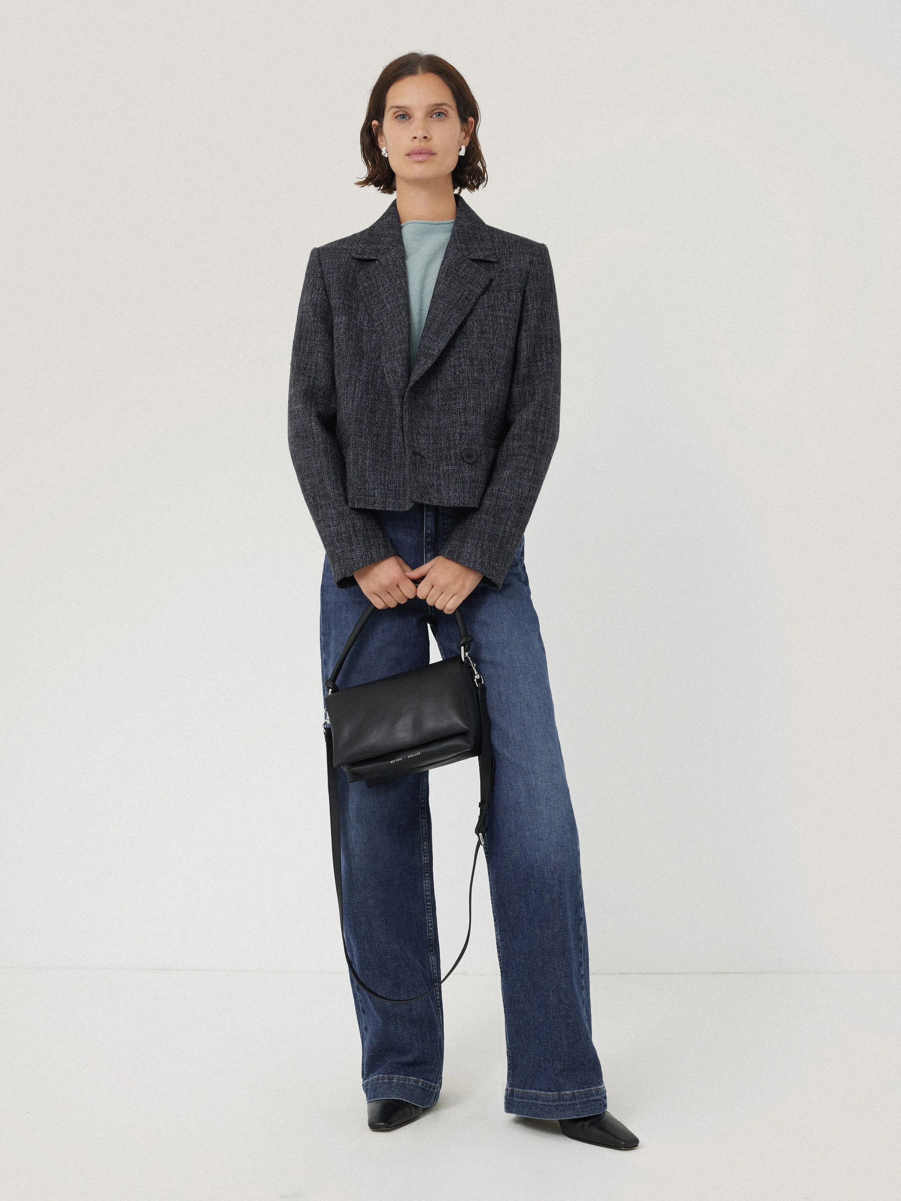 Kelvin Boucle Cropped Jacket | Navy