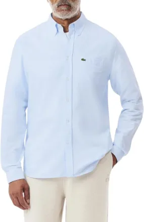 Lacoste Mens Long Sleeve Regular Fit Button Down Solid Oxford Shirt