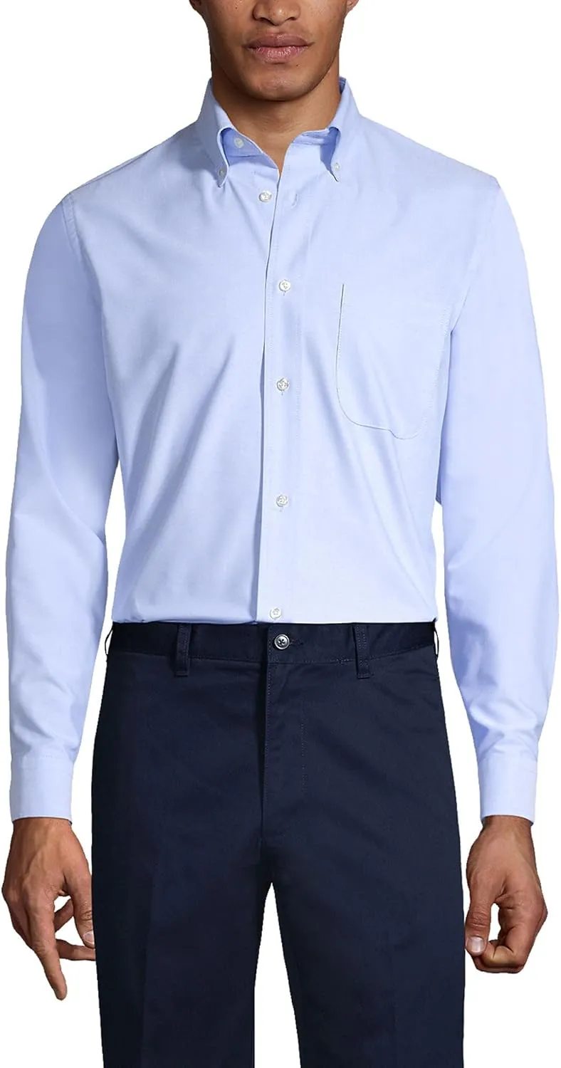 Lands' End School Uniform Men's Long Sleeve Oxford Dress Shirt