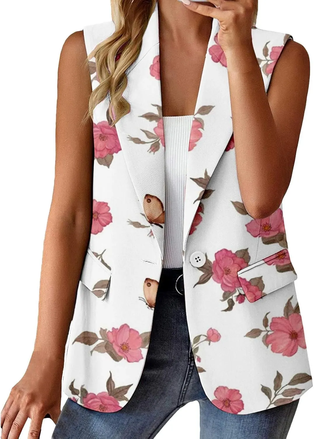 Linen Blazers for Women 2024 Work Women's Cardigan Open Front Wool Fashion Top Pluse Size With Pockets Suit