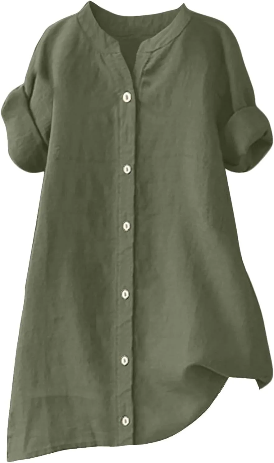 Linen Shirts for Women Summer Button Down Shirts Short Sleeve Oversized Boyfriend Solid Tunic Tops Casual Dressy Tunics