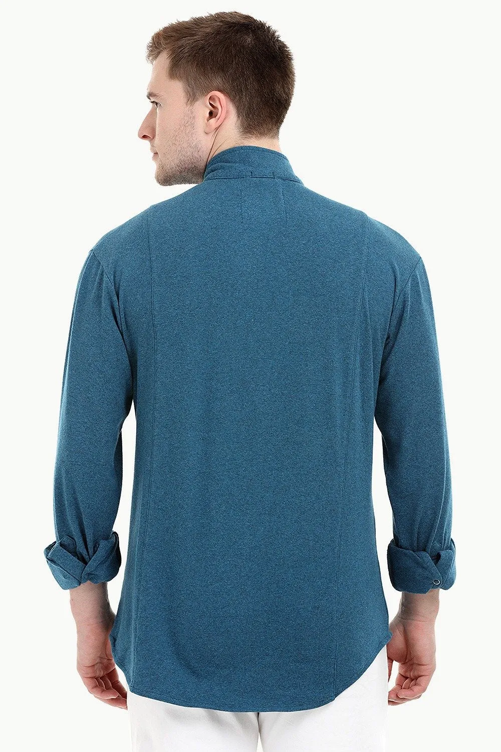 Mens Snap Button Knit Sky Blue Shirt