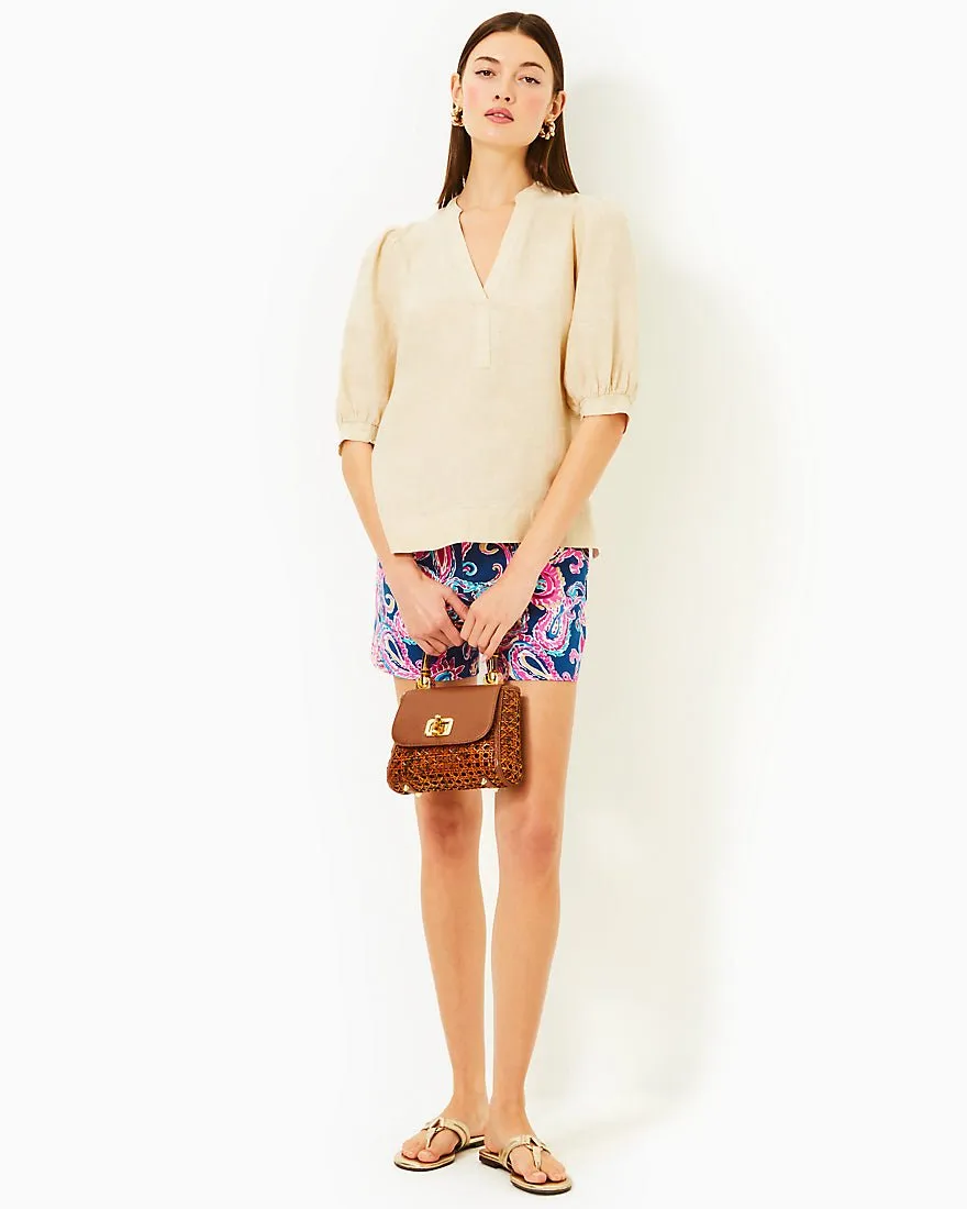 Mialeigh Elbow Sleeve Linen Top