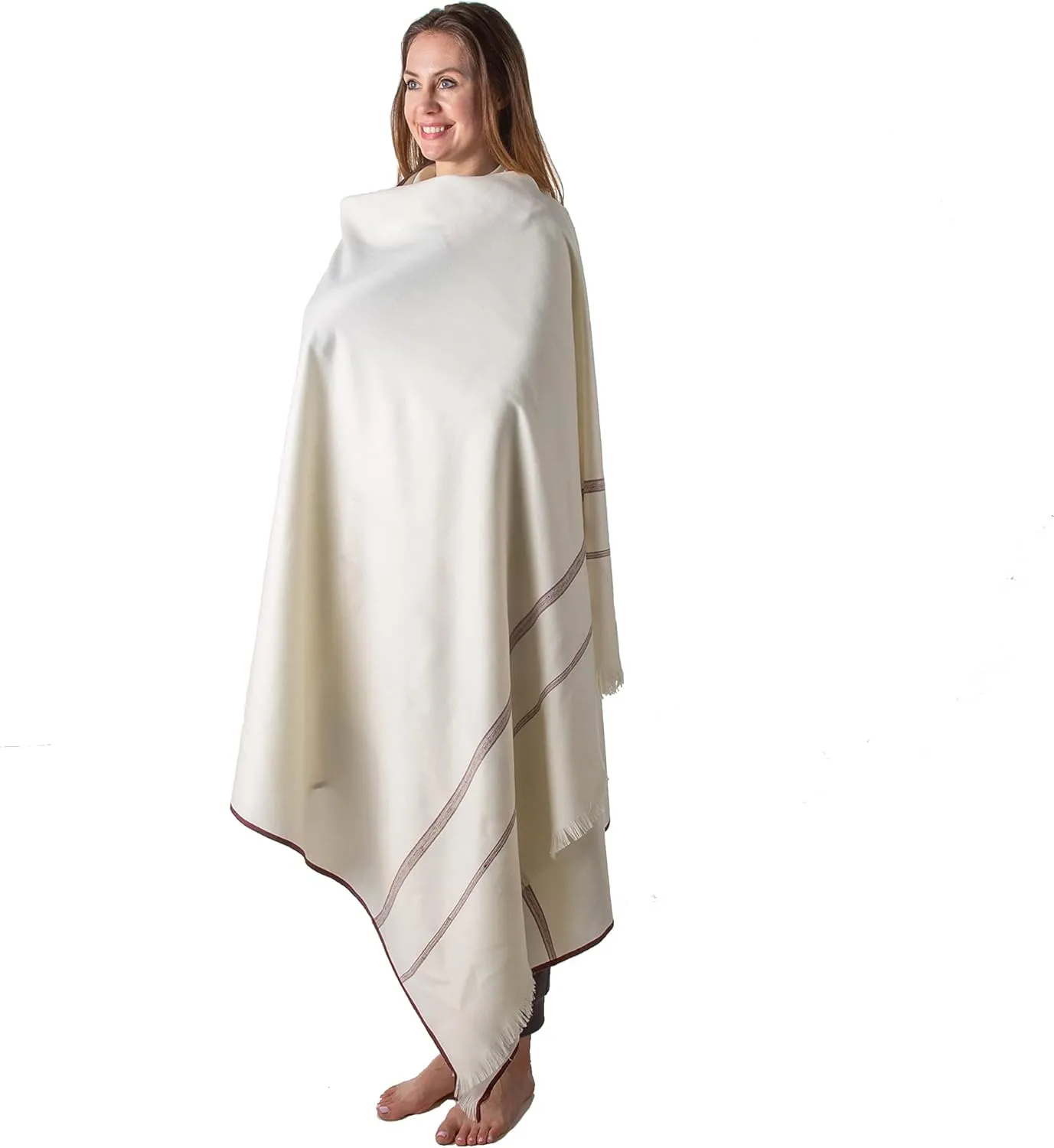Om Shanti Crafts Meditation or Prayer Shawl or Plain Blanket, Wool Shawl/Wrap, Oversize Scarf. Unisex