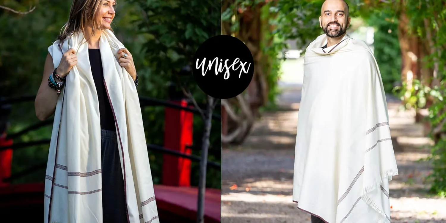 Om Shanti Crafts Meditation or Prayer Shawl or Plain Blanket, Wool Shawl/Wrap, Oversize Scarf. Unisex