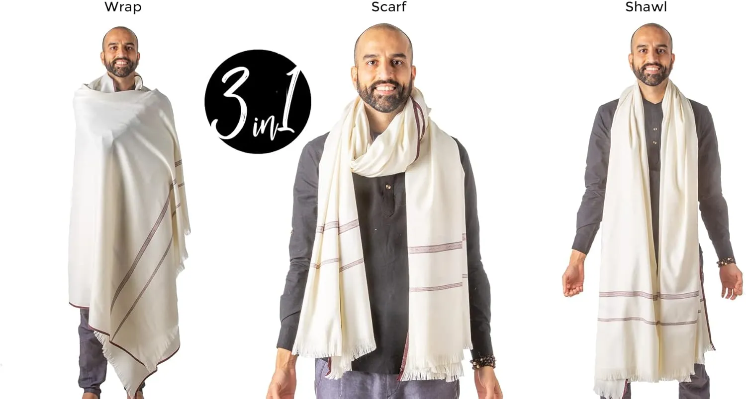 Om Shanti Crafts Meditation or Prayer Shawl or Plain Blanket, Wool Shawl/Wrap, Oversize Scarf. Unisex