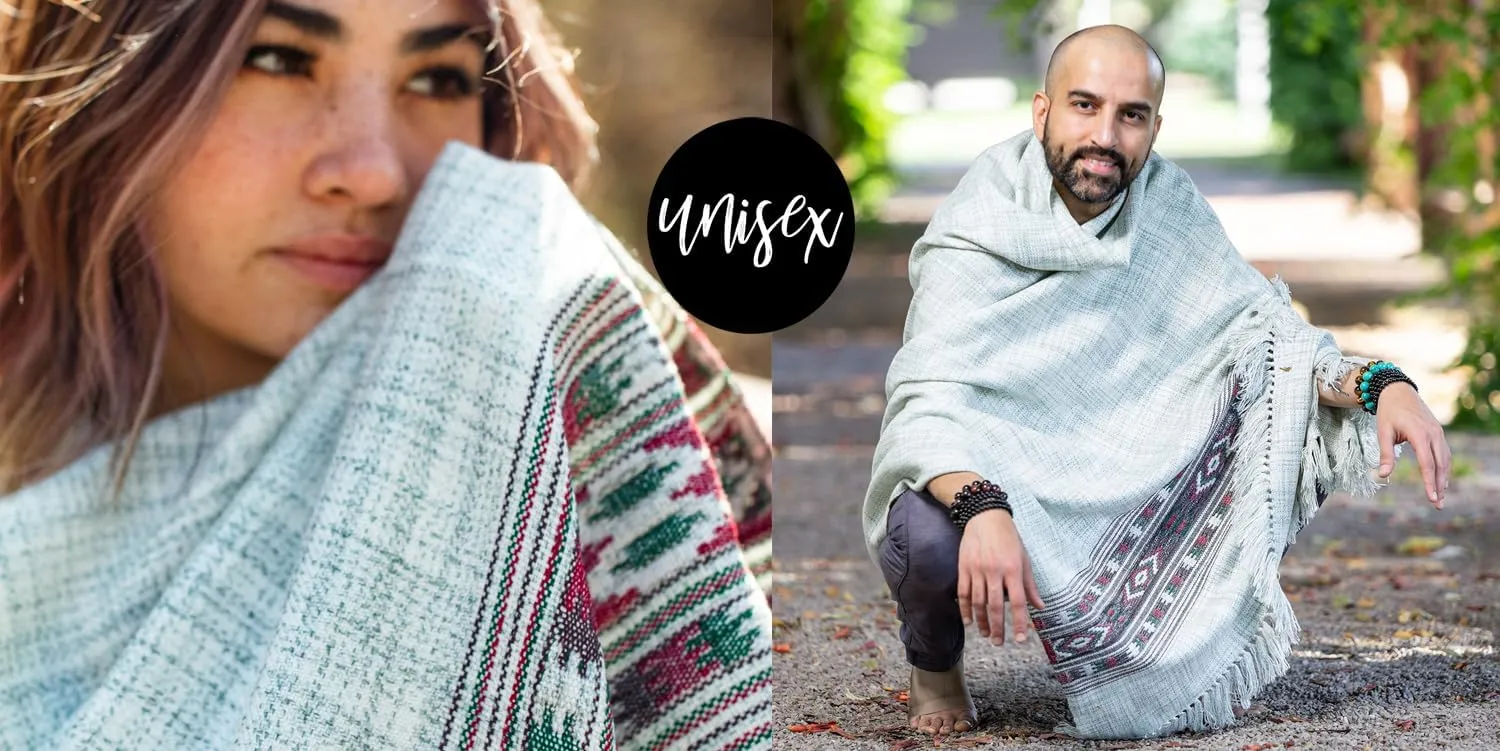 Om Shanti Crafts Meditation Shawl or Blanket, Exotic Shawl/Wrap, Oversize Scarf or Stole. Unisex