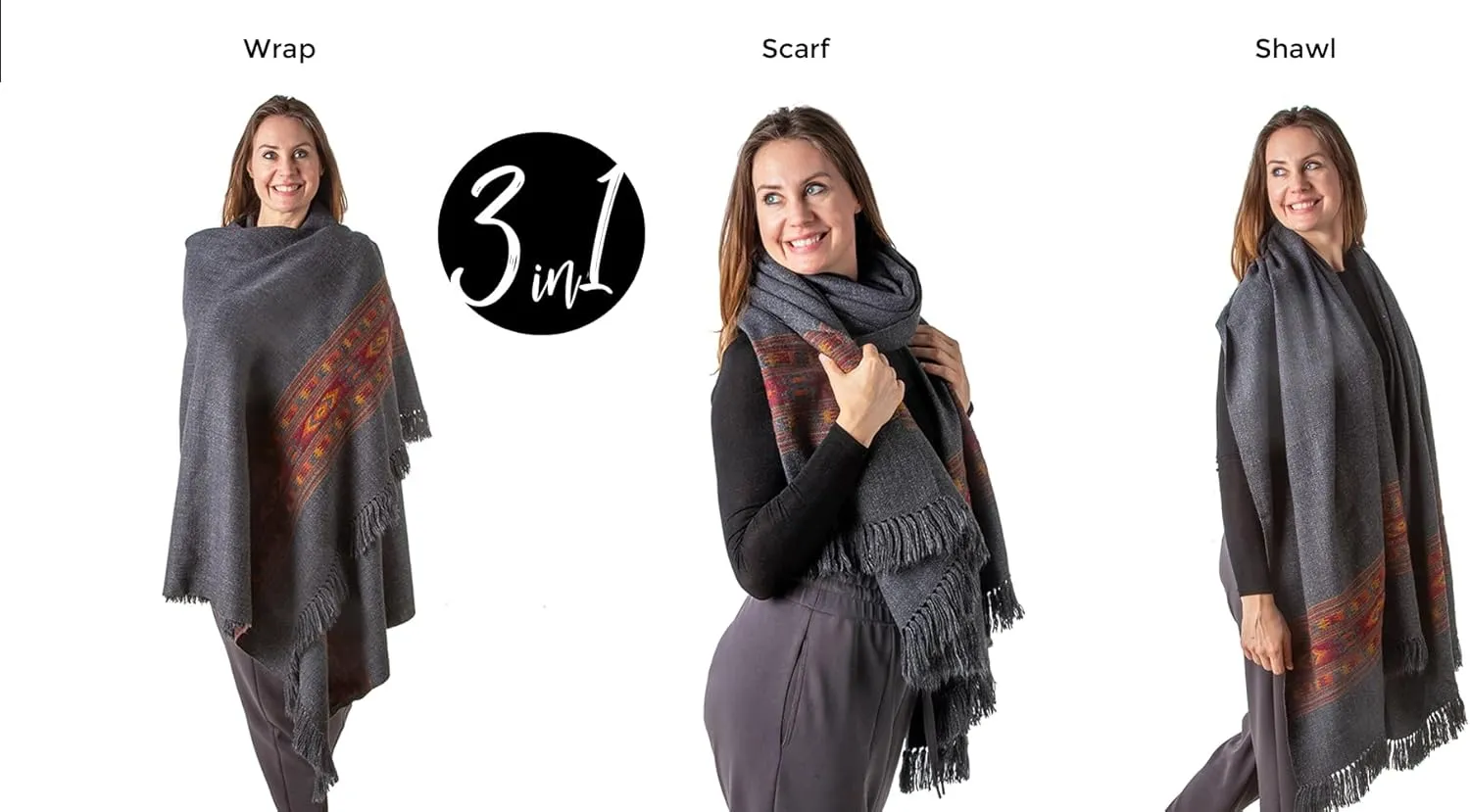 Om Shanti Crafts Meditation Shawl or Blanket, Exotic Shawl/Wrap, Oversize Scarf or Stole. Unisex