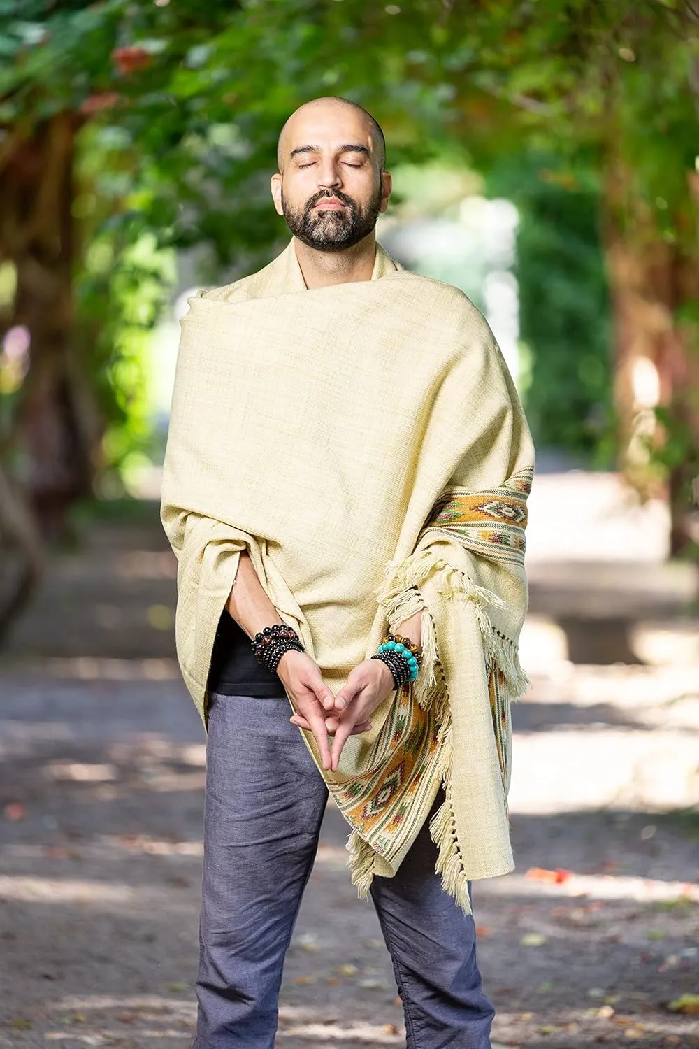 Om Shanti Crafts Meditation Shawl or Blanket, Exotic Shawl/Wrap, Oversize Scarf or Stole. Unisex
