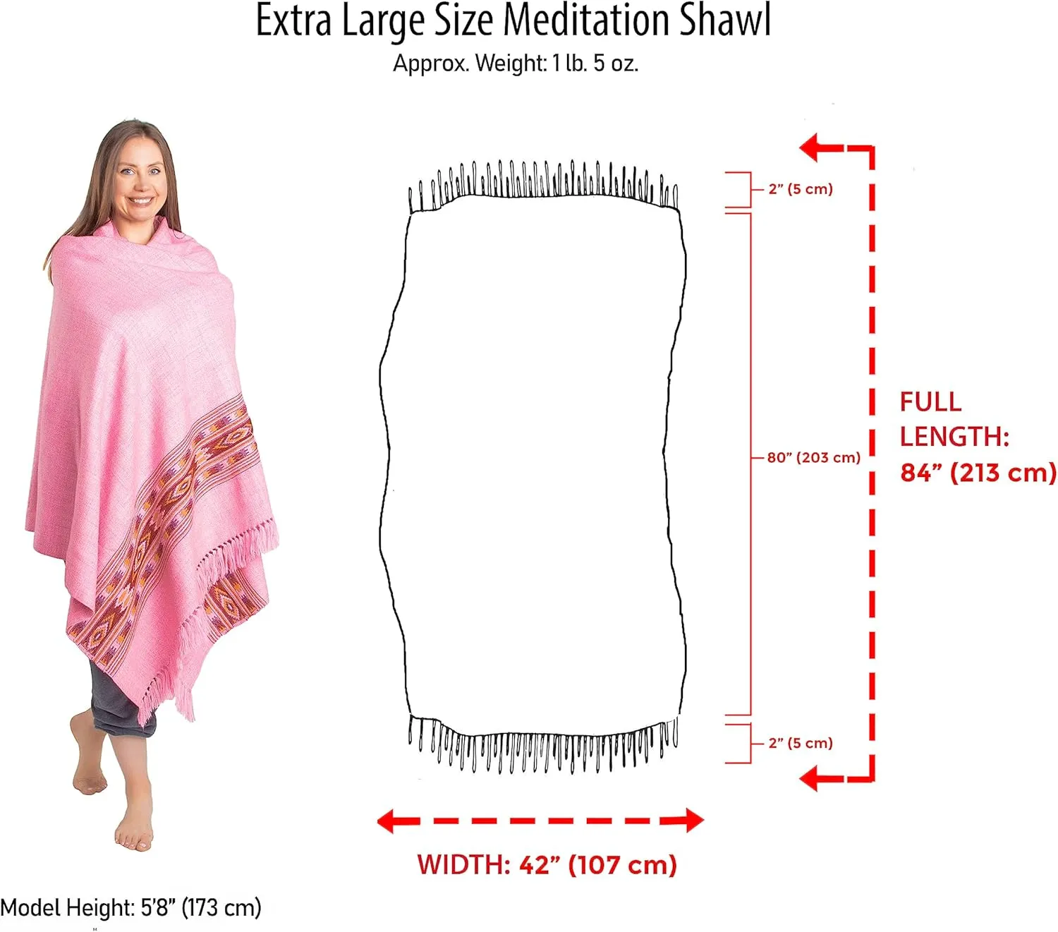 Om Shanti Crafts Meditation Shawl or Blanket, Exotic Shawl/Wrap, Oversize Scarf or Stole. Unisex