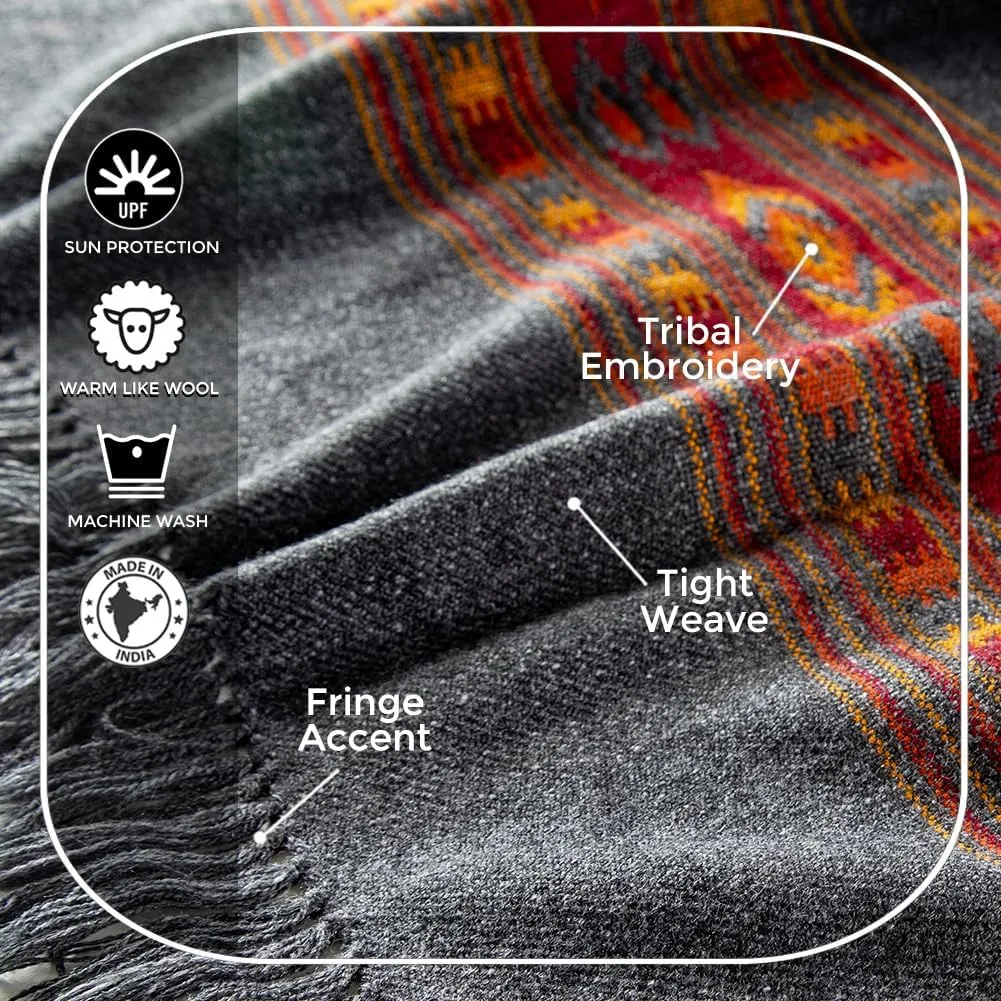 Om Shanti Crafts Meditation Shawl or Blanket, Exotic Shawl/Wrap, Oversize Scarf or Stole. Unisex