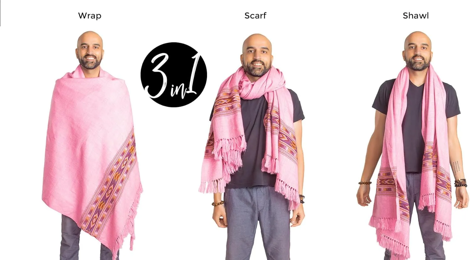 Om Shanti Crafts Meditation Shawl or Blanket, Exotic Shawl/Wrap, Oversize Scarf or Stole. Unisex