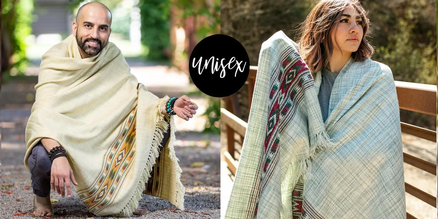 Om Shanti Crafts Meditation Shawl or Blanket, Exotic Shawl/Wrap, Oversize Scarf or Stole. Unisex