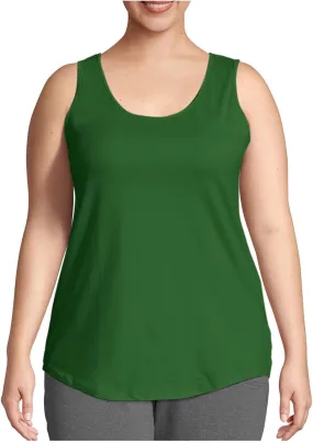 Plus Size Tank Tops for Women Summer Sleeveless Shirts Loose Fit Casual T-Shirt Scoop Neck Round Hem Tee Shirt