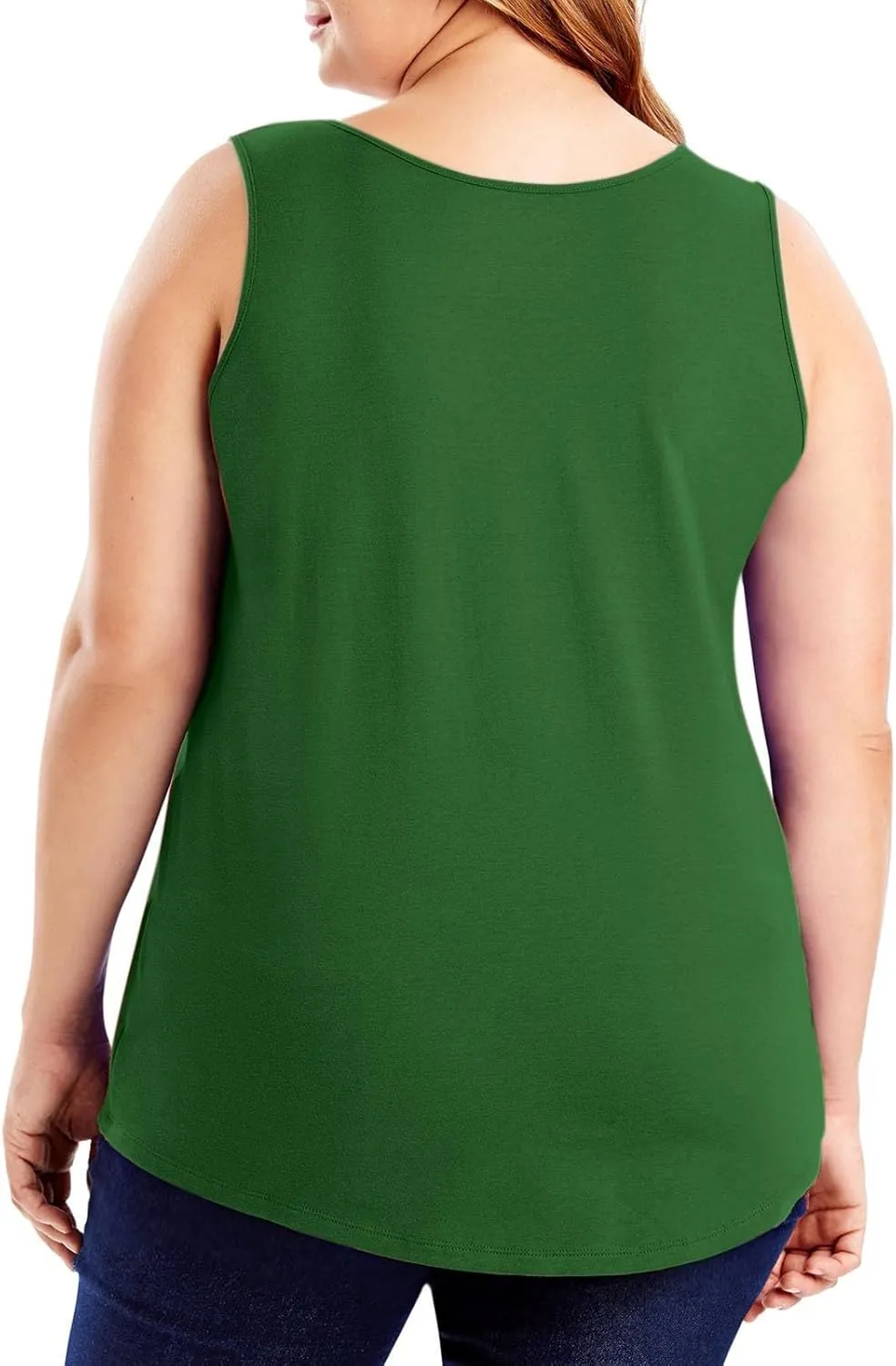 Plus Size Tank Tops for Women Summer Sleeveless Shirts Loose Fit Casual T-Shirt Scoop Neck Round Hem Tee Shirt