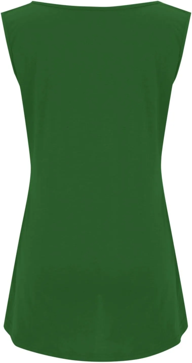 Plus Size Tank Tops for Women Summer Sleeveless Shirts Loose Fit Casual T-Shirt Scoop Neck Round Hem Tee Shirt