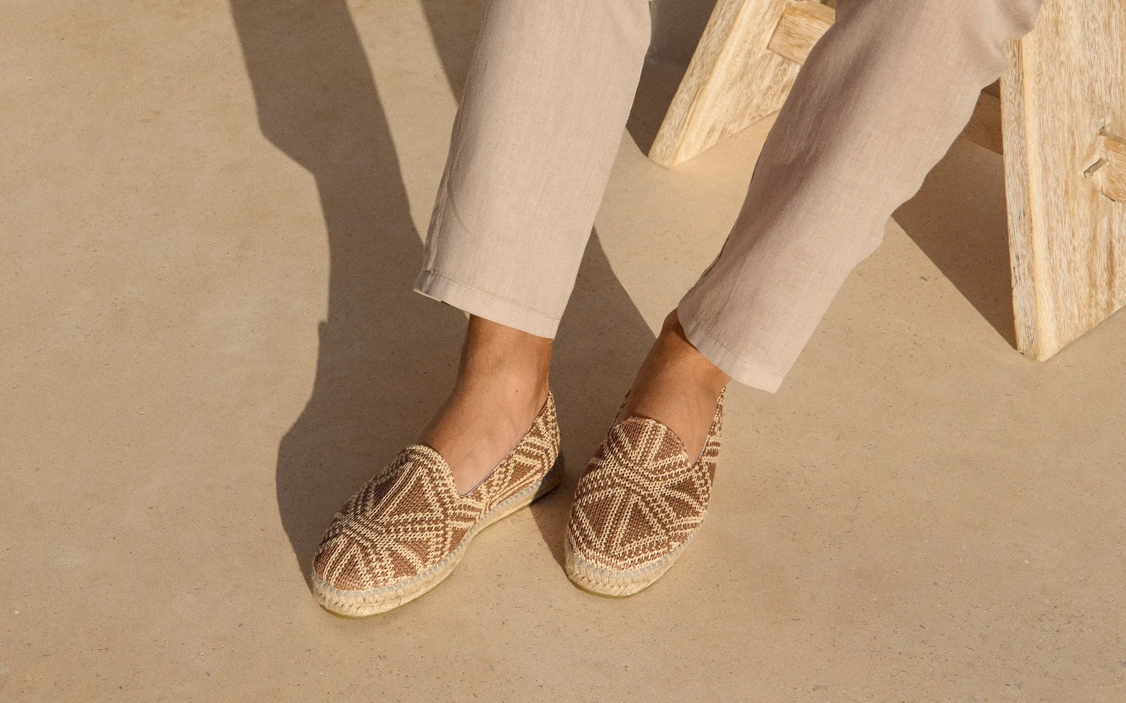 Raffia Pattern Espadrilles - Z09C0 - Yucatán Brown Triangles On Natural