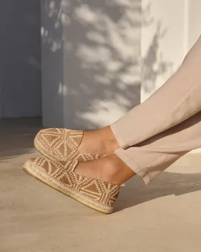 Raffia Pattern Espadrilles - Z09C0 - Yucatán Brown Triangles On Natural