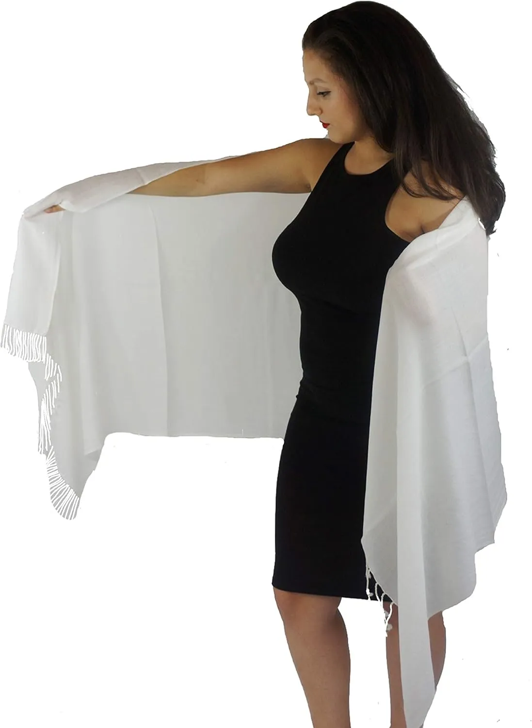 Solid Pashmina Shawl, Scarf, Wrap & Stole (Large size) Ivory