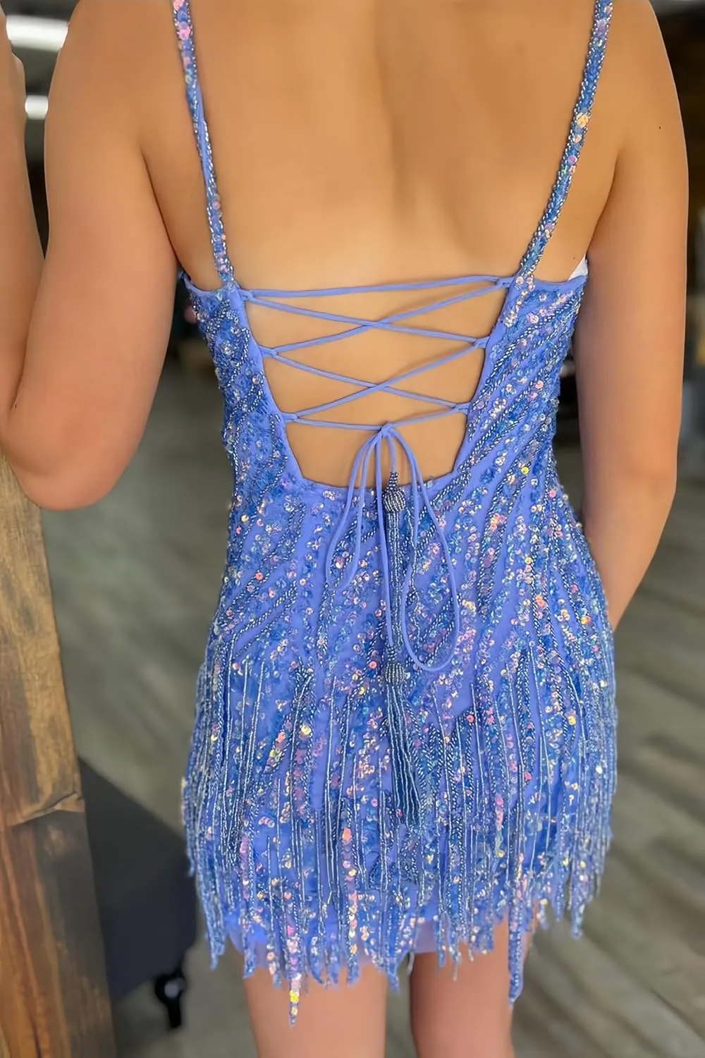 Sparkly Sequin Short Homecoming Dress for Teens Spaghetti Straps Bodycon Corset Mini Cocktail Party Gowns