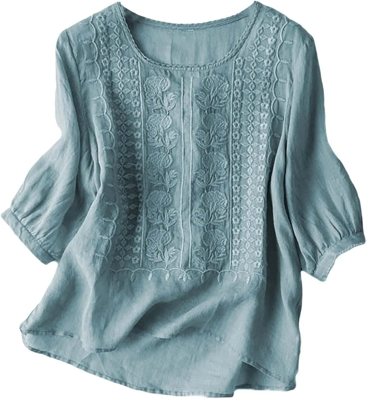 Workout Tops for Women Plus Size Oversized Crew Neck Linen Tops for Women Short Sleeve Cotton Blend Tee Shirts