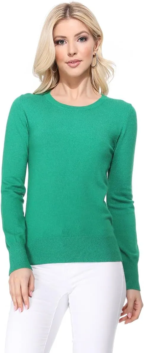 YEMAK Women's Knit Sweater Pullover – Long Sleeve Crewneck Basic Classic Casual Knitted Soft Lightweight T-Shirt Top